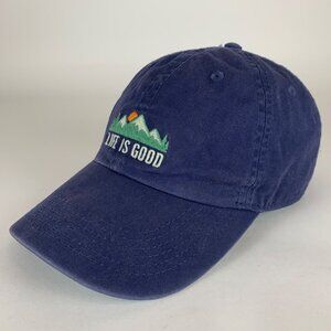 Life Is Good Mens Navy Blue Relaxed Fit Strapback Hat